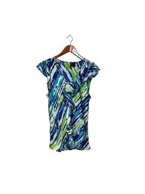 New Directions Ruffle Front Cap Sleeve Top Multicolor Womens XL career Workwear